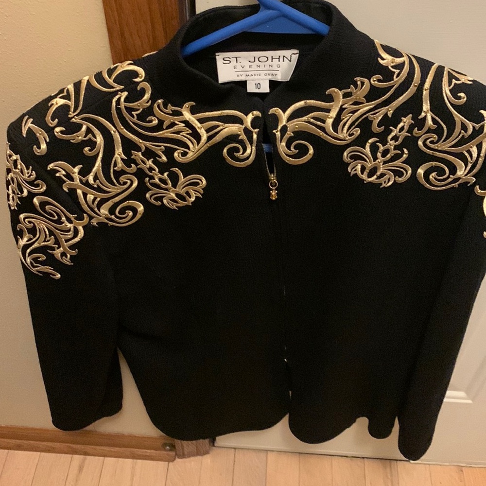 St John evening jacket with gold embroidered size 10